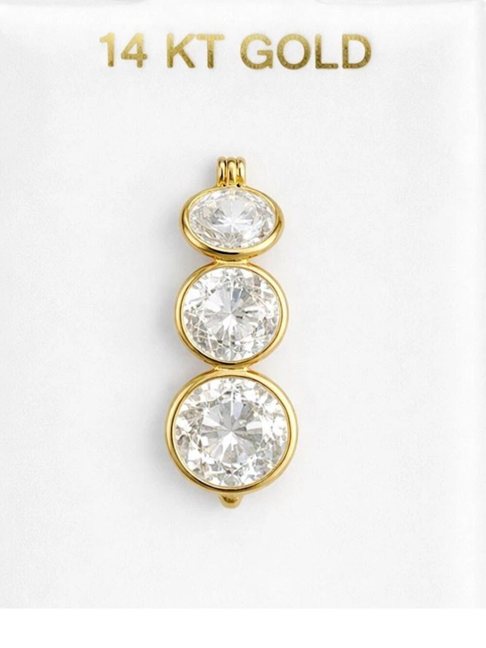Created White Sapphire Single Earring Solid 14k Yellow Gold